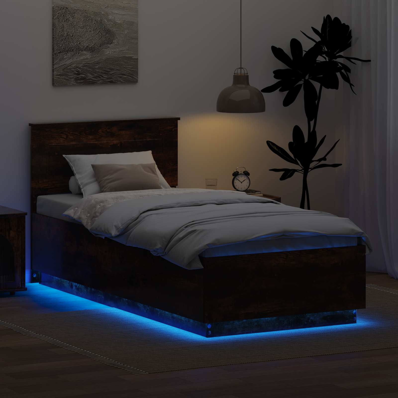 Σκελετός Κρεβατιού Καπνιστό Δρύς 90 x 200 cm Επεξεργασμένο ξύλο