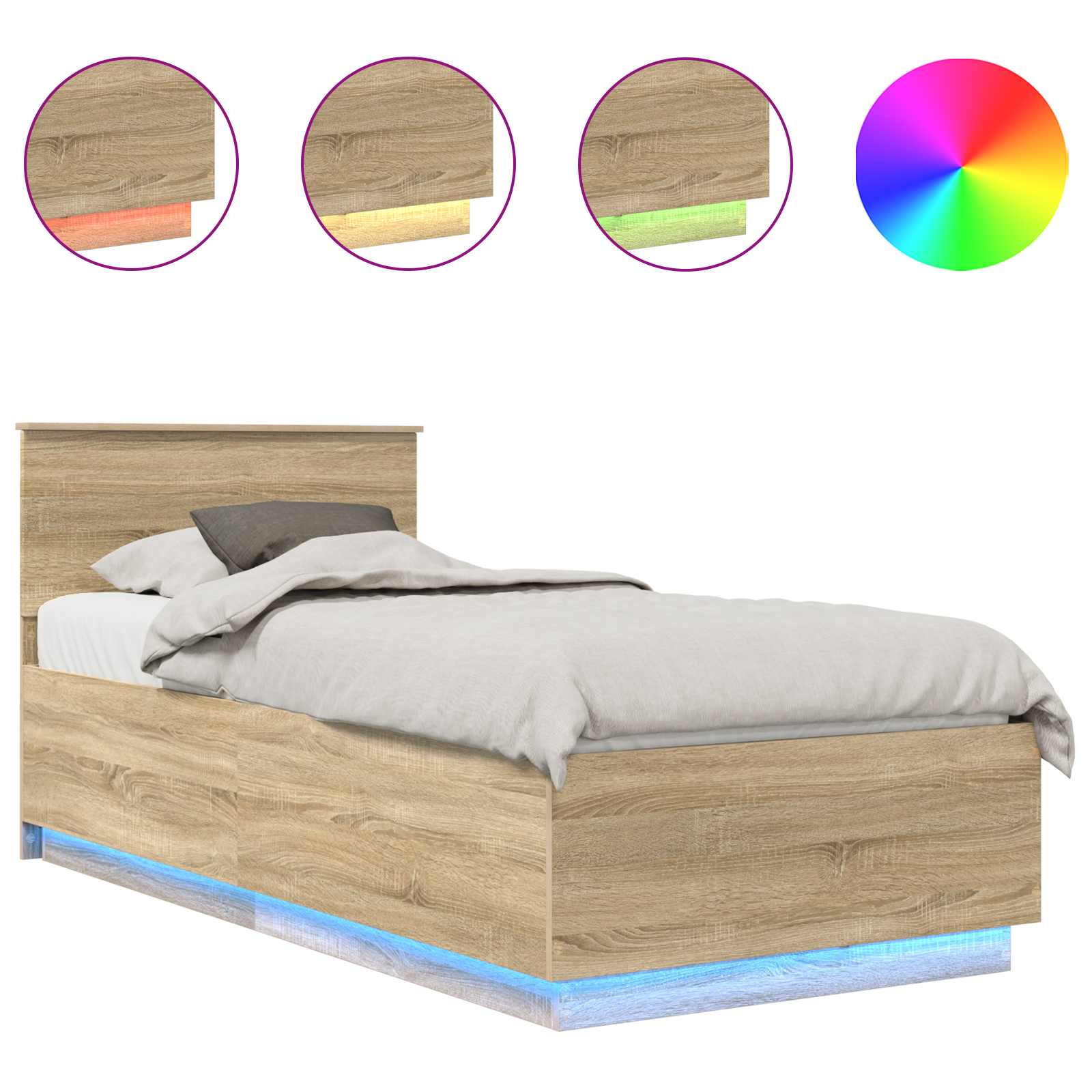 Σκελετός Κρεβατιού Δρύς Sonoma 70 x 190 cm Επεξεργασμένο ξύλο