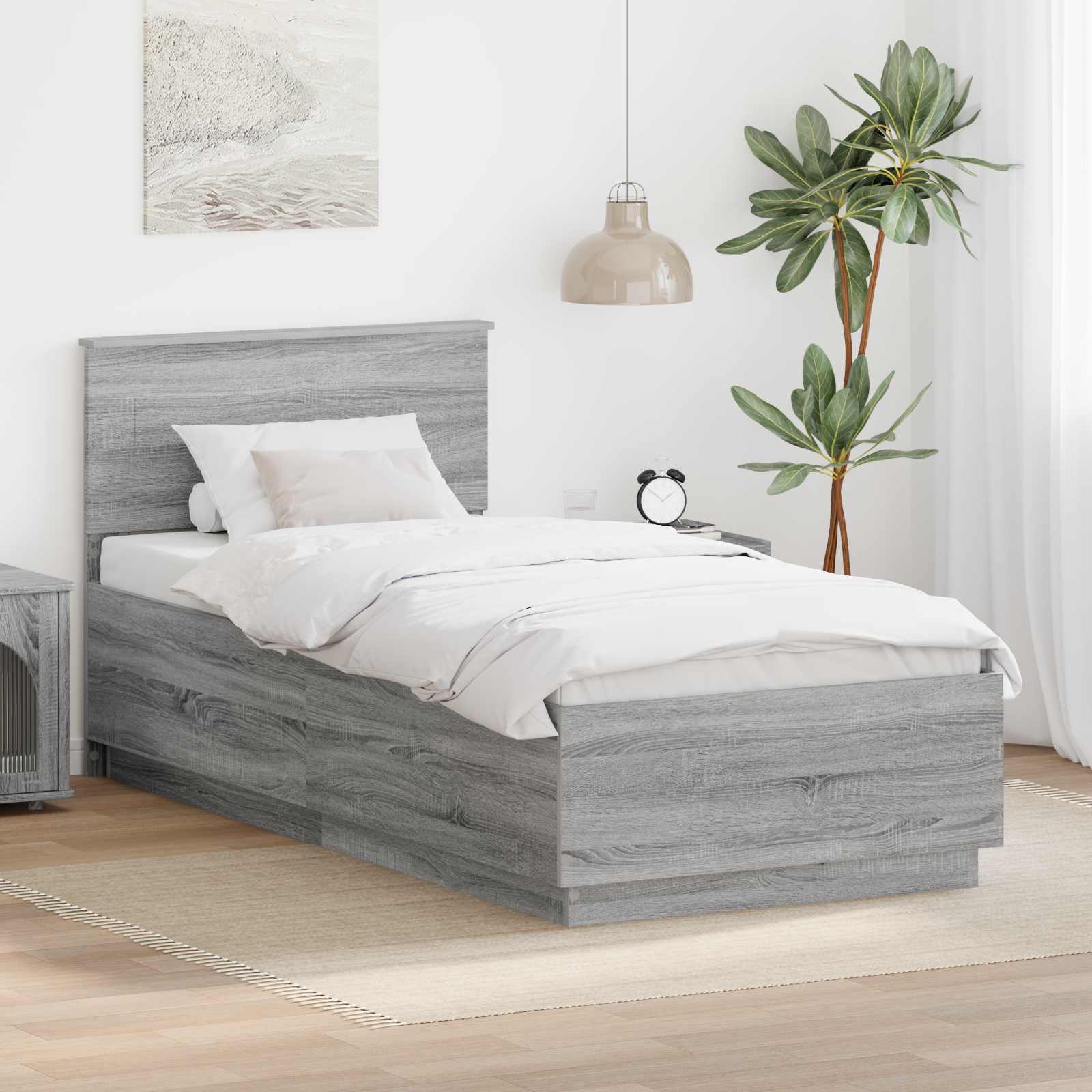 Σκελετός Κρεβατιού Γκρίζο Σονομα 70 x 190 cm Επεξεργασμένο ξύλο