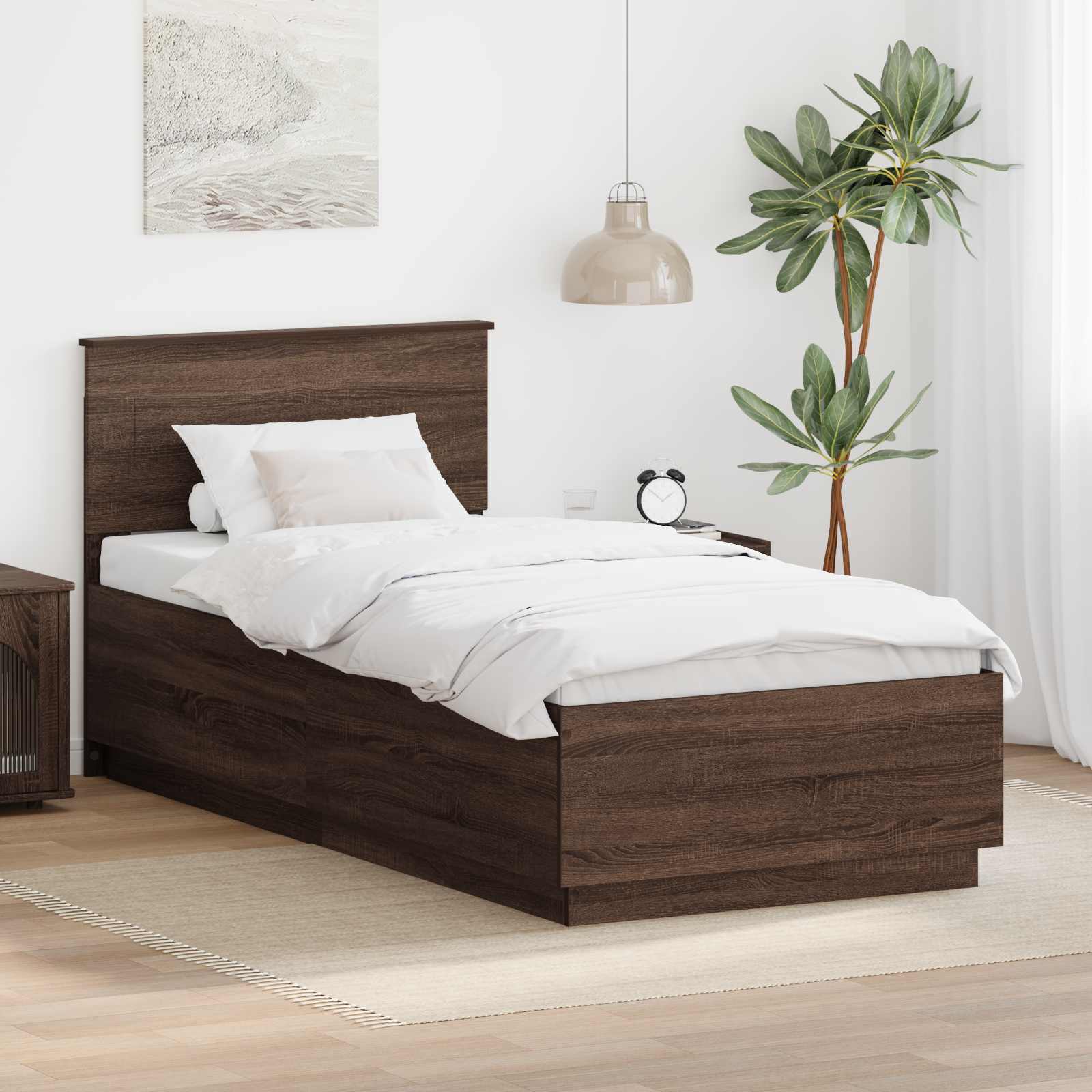 Σκελετός Κρεβατιού Καφέ δρυς 70 x 190 cm Επεξεργασμένο ξύλο