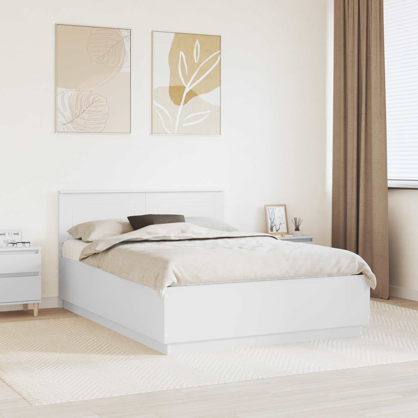 Σκελετός Κρεβατιού Λευκό 160 x 200 cm Επεξεργασμένο ξύλο