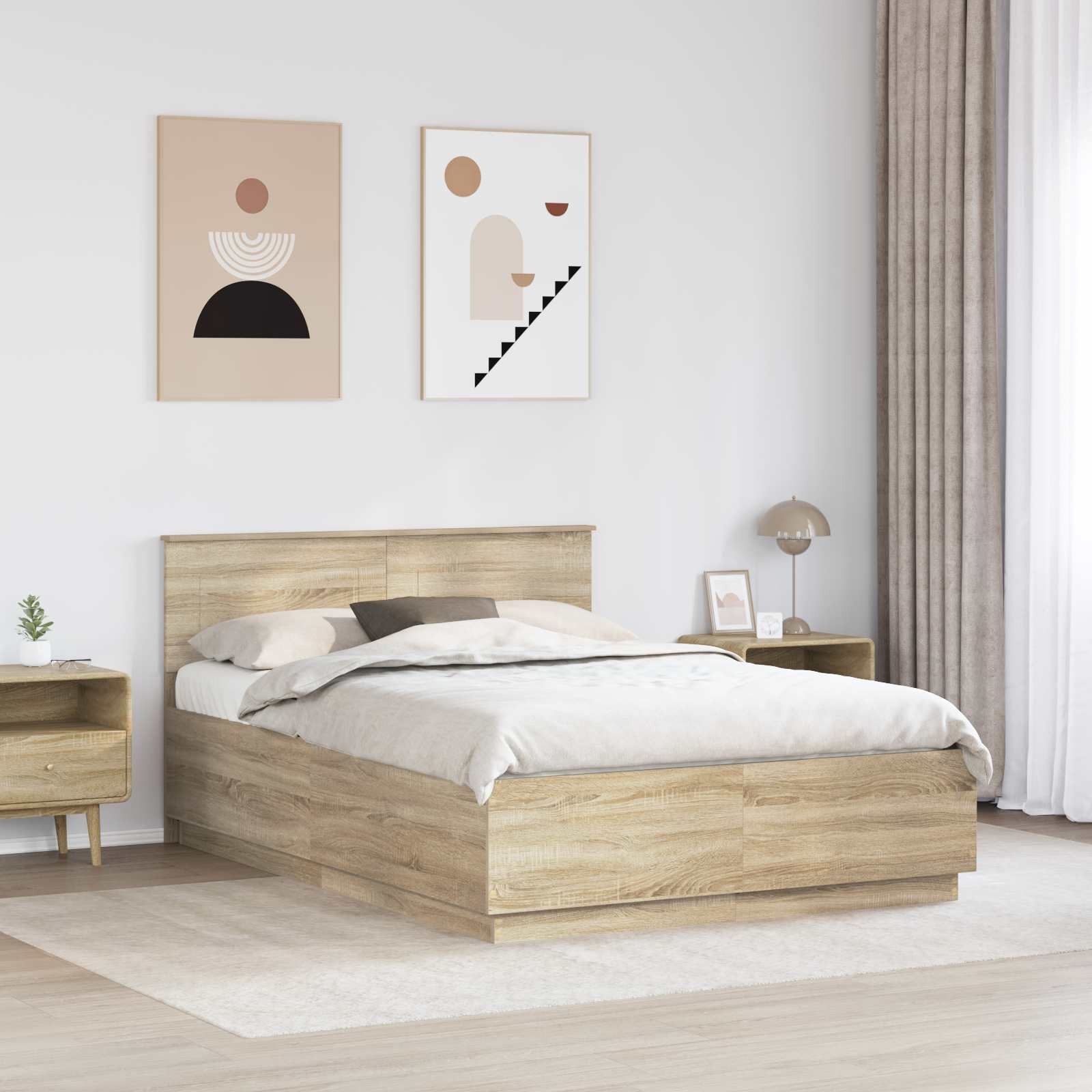 Σκελετός Κρεβατιού Sonoma Δρυς 140 x 190 cm Επεξεργασμένο Ξύλο