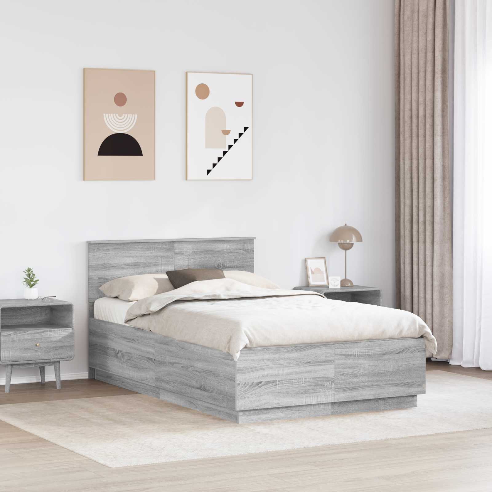 Σκελετός Κρεβατιού Γκρι Sonoma 120 x 200 cm Επεξεργασμένο Ξύλο