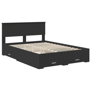 Σκελετός Κρεβατιού Μαύρο 140 x 190 cm Επεξεργασμένο Ξύλο