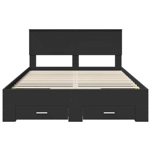 Σκελετός Κρεβατιού Μαύρο 140 x 190 cm Επεξεργασμένο Ξύλο