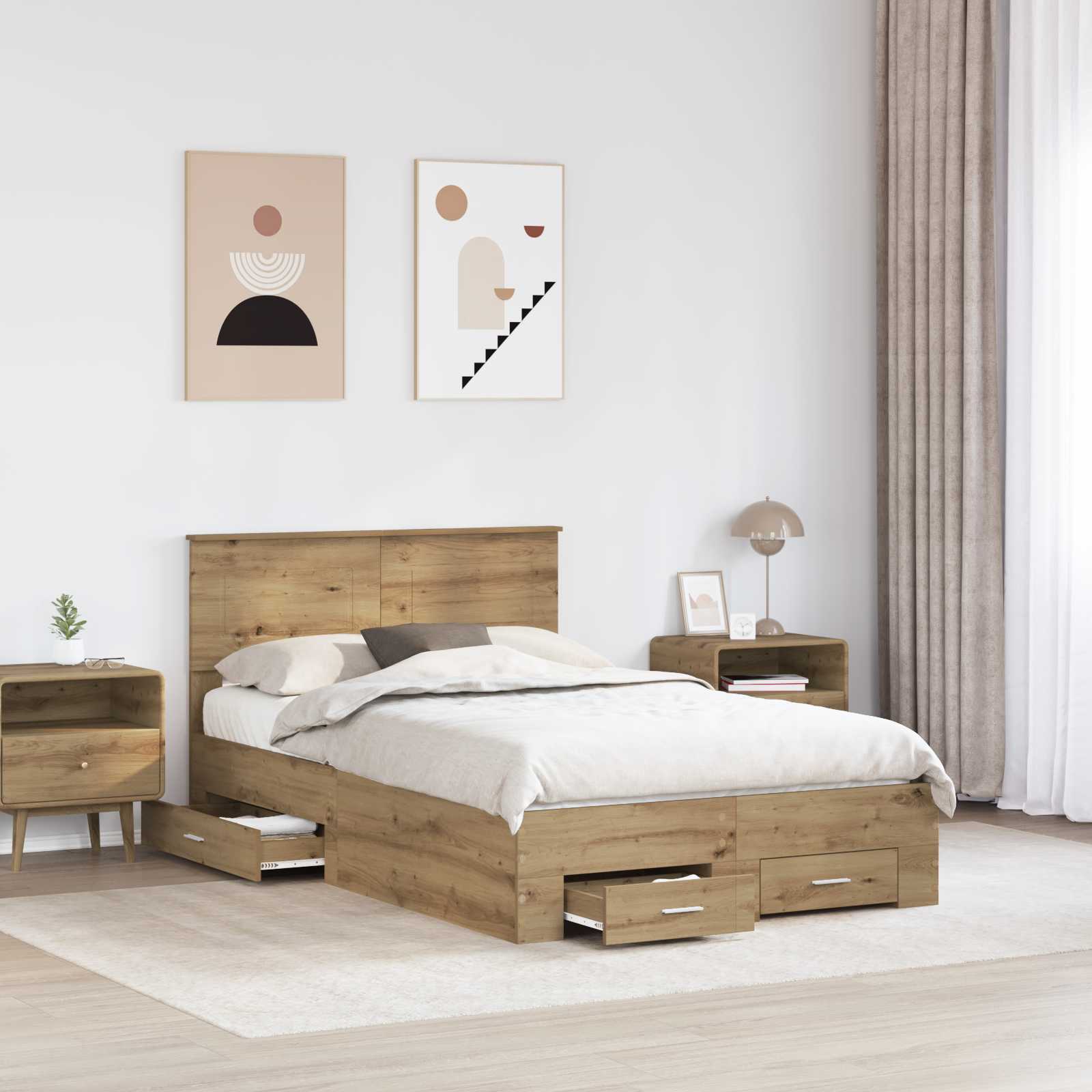 Σκελετός Κρεβατιού Artisan Oak 120 x 200 cm Επεξεργασμένο ξύλο - Pakobazaar