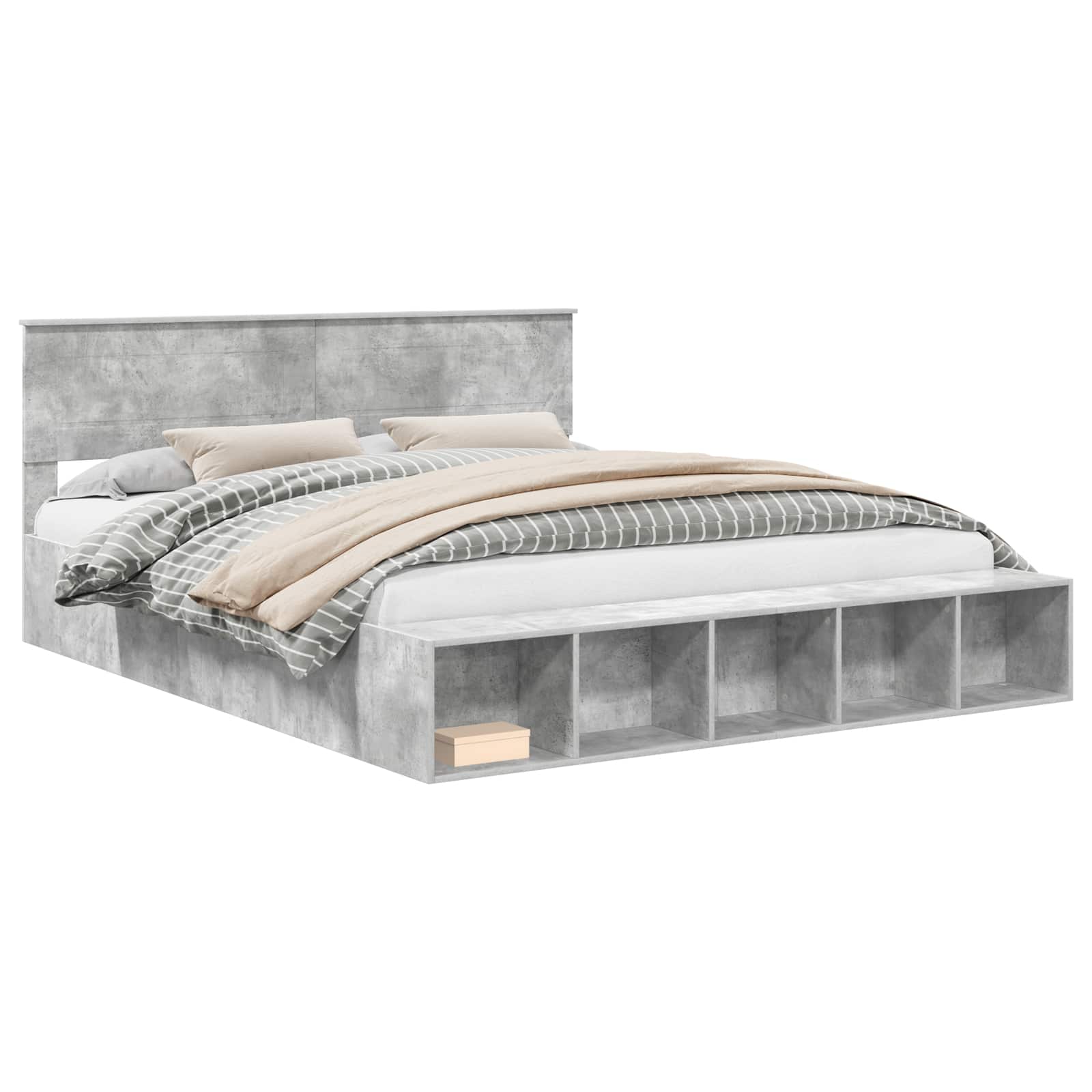 Σκελετός Κρεβατιού με ράφι Σκυρόδεμα Γκρι 180 x 200 cm - Pakobazaar