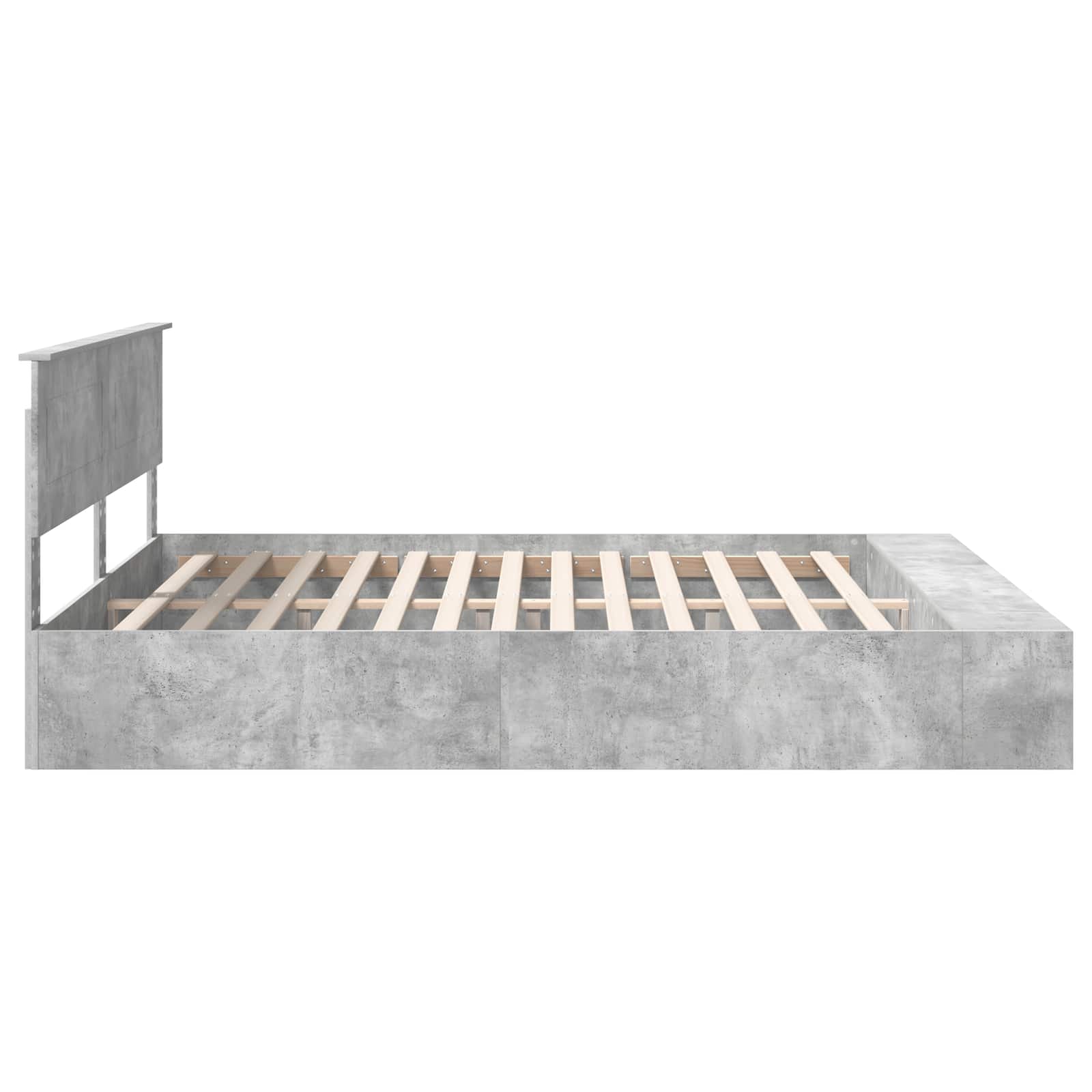 Σκελετός Κρεβατιού με ράφι Σκυρόδεμα Γκρι 180 x 200 cm - Pakobazaar