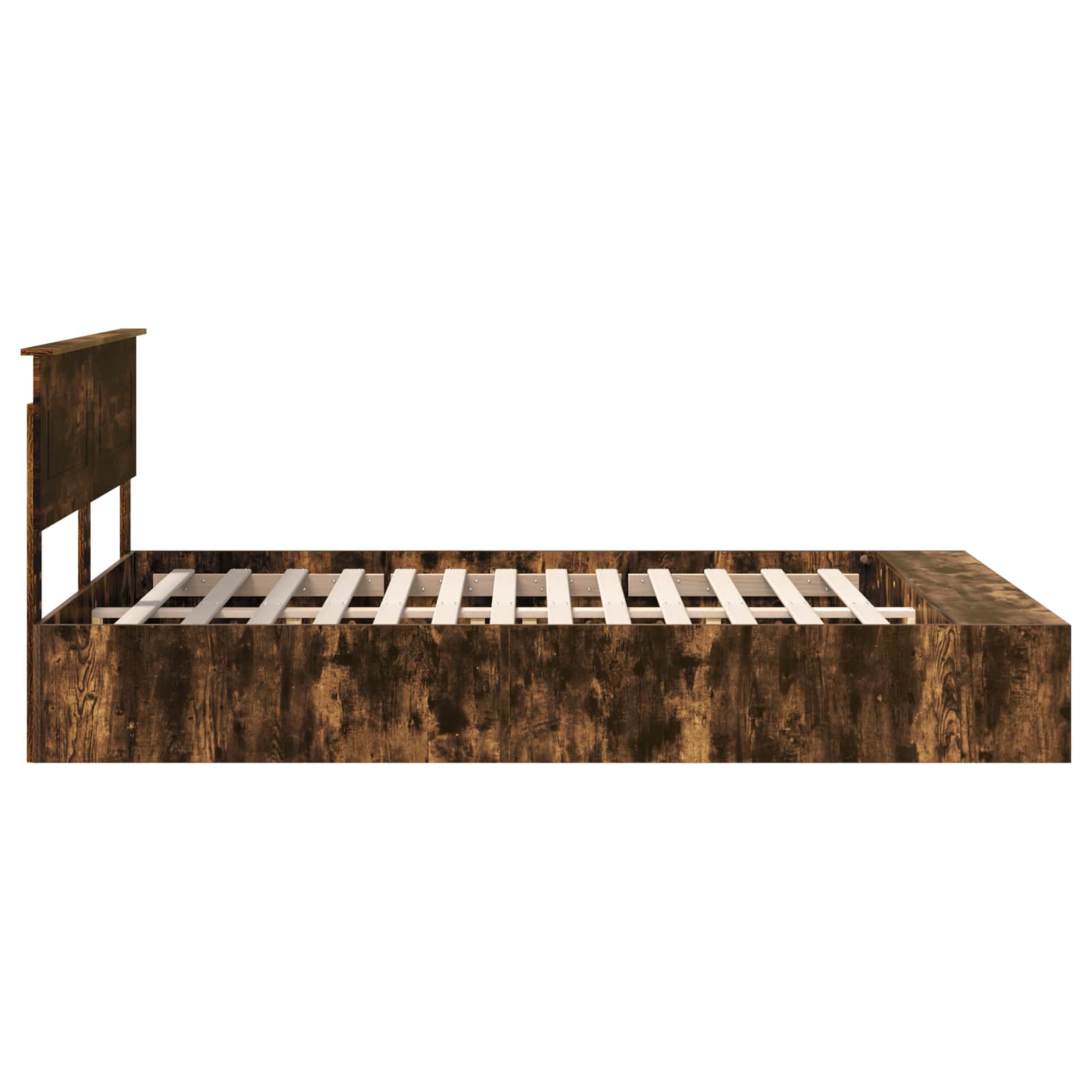 Σκελετός Κρεβατιού με ράφι Καπνιστό Δρύς 140 x 190 cm
