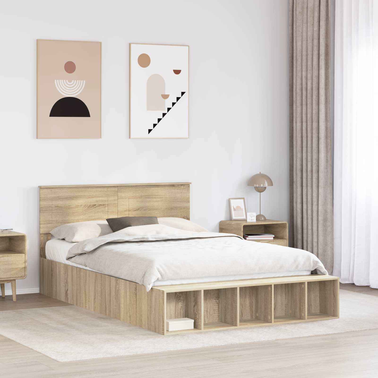 Σκελετός Κρεβατιού Δρύς Sonoma 140 x 200 cm Επεξεργασμένο ξύλο - Pakobazaar