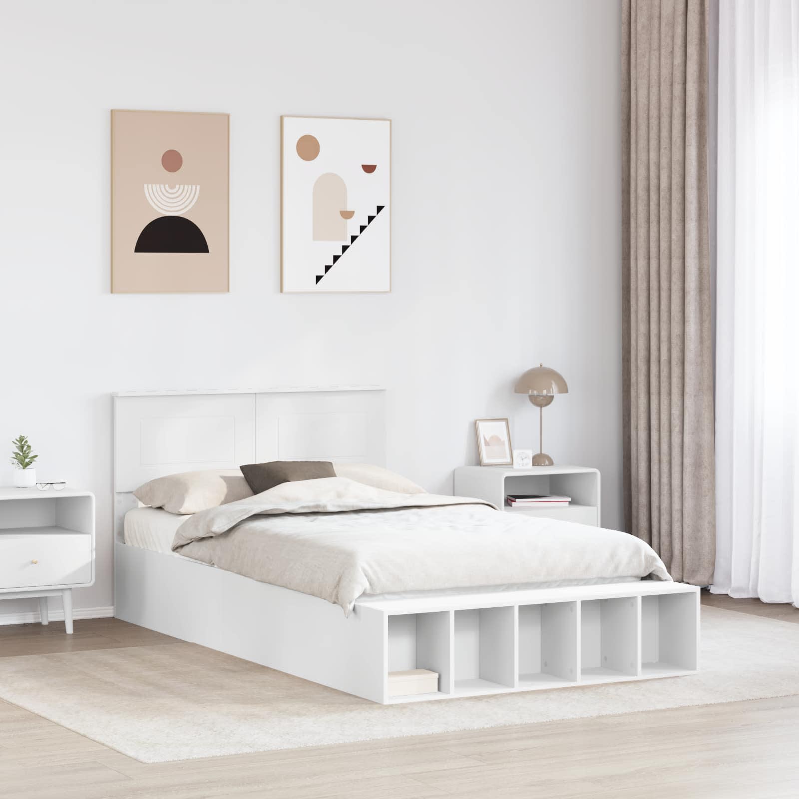 Σκελετός Κρεβατιού Λευκό 135 x 190 cm Επεξεργασμένο ξύλο