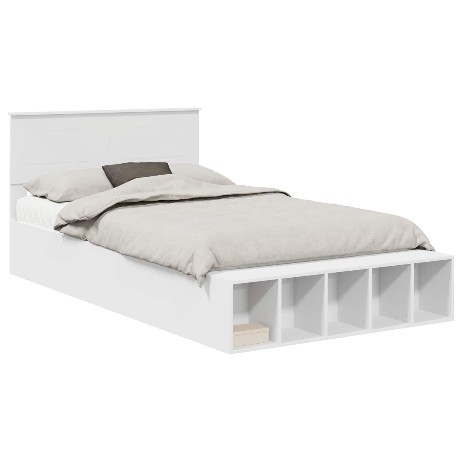 Σκελετός Κρεβατιού Λευκό 135 x 190 cm Επεξεργασμένο ξύλο