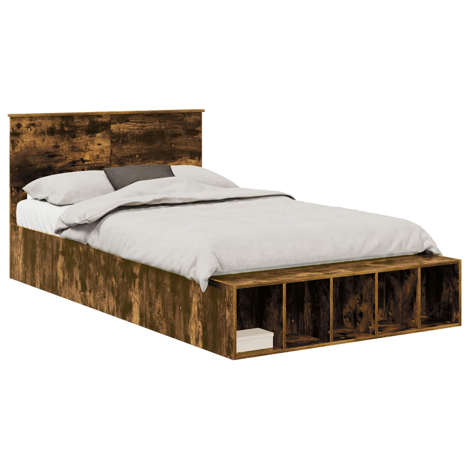 Σκελετός Κρεβατιού με ράφι Καπνιστό Δρύς 120 x 190 cm