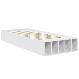 Σκελετός Κρεβατιού με ράφι Λευκό 90 x 190 cm Επεξεργασμένο ξύλο - Pakobazaar