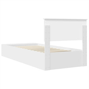 Σκελετός Κρεβατιού με ράφι Λευκό 90 x 190 cm Επεξεργασμένο ξύλο - Pakobazaar