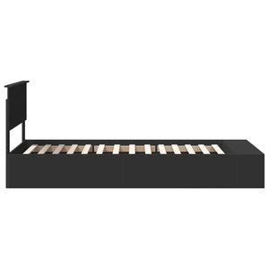 Σκελετός Κρεβατιού με ράφι Μαύρο 90 x 190 cm Επεξεργασμένο ξύλο - Pakobazaar