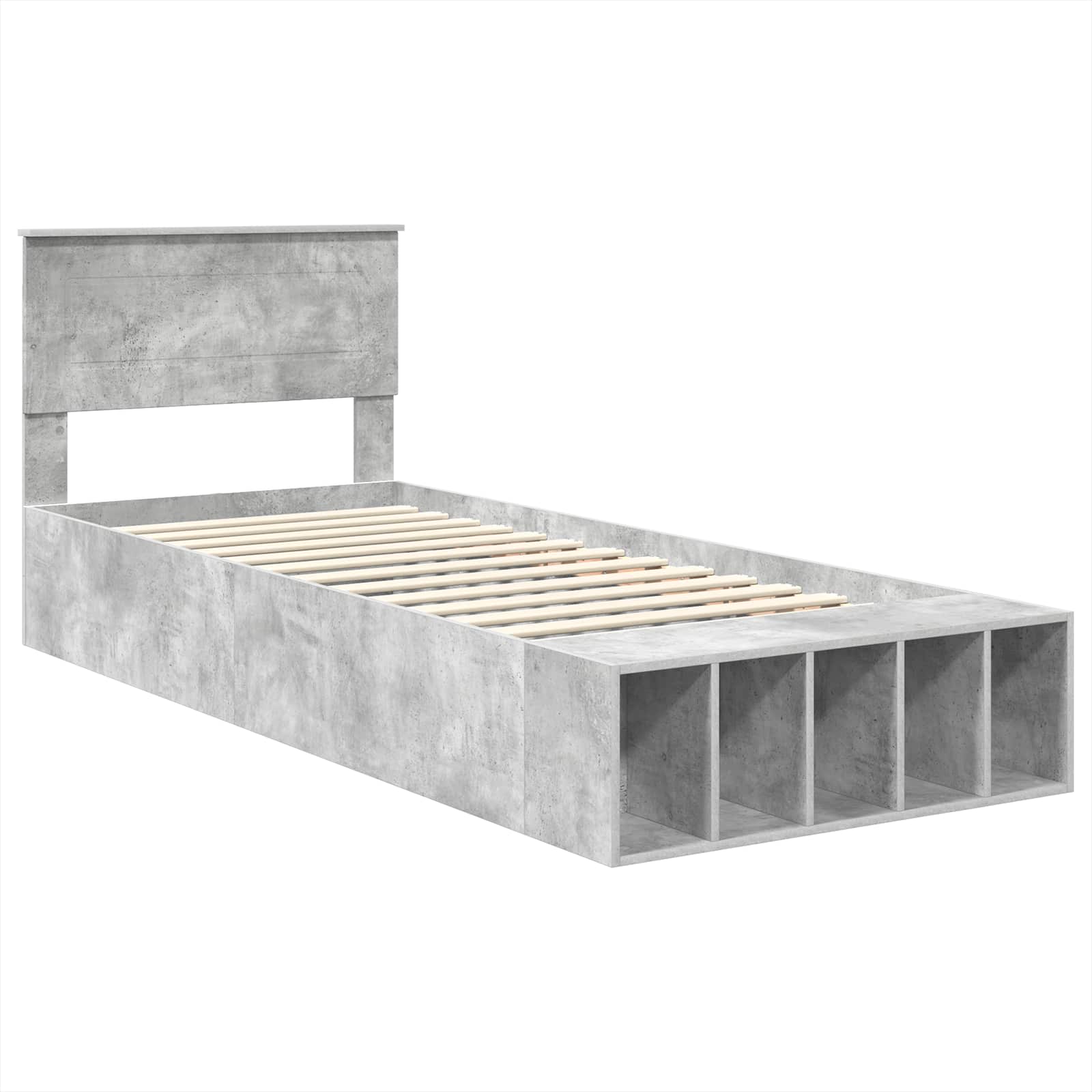 Σκελετός Κρεβατιού με ράφι Σκυρόδεμα Γκρι 90 x 190 cm - Pakobazaar