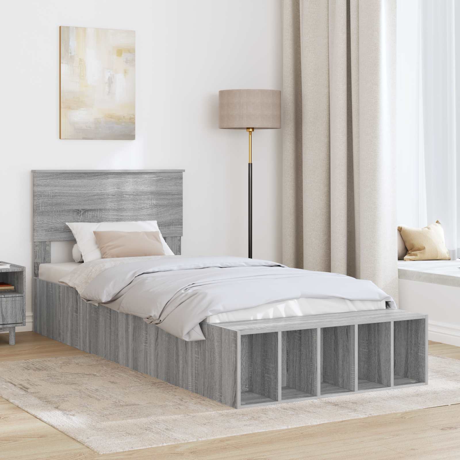 Σκελετός Κρεβατιού Γκρίζο Σονομα 75 x 190 cm Επεξεργασμένο ξύλο