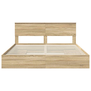 Κρεβάτι Αποθήκης Δρύς Sonoma 200 x 200 cm Επεξεργασμένο Ξύλο