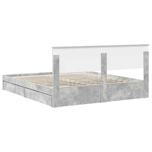 Κρεβάτι Αποθήκης Σκυρόδεμα Γκρι 200 x 200 cm Επεξεργασμένο Ξύλο