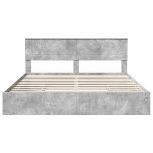 Κρεβάτι Αποθήκης Σκυρόδεμα Γκρι 200 x 200 cm Επεξεργασμένο Ξύλο