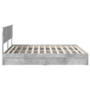 Κρεβάτι Αποθήκης Σκυρόδεμα Γκρι 200 x 200 cm Επεξεργασμένο Ξύλο