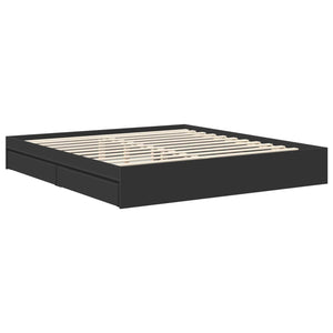 Κρεβάτι Αποθήκης Μαύρο 180 x 200 cm Επεξεργασμένο Ξύλο
