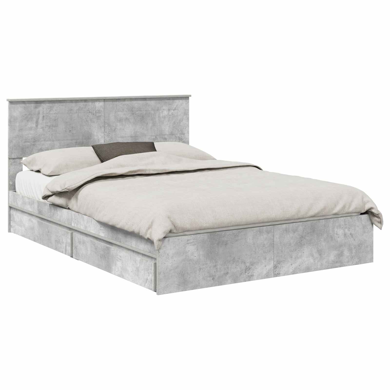 Κρεβάτι Αποθήκης Σκυρόδεμα Γκρι 150 x 200 cm Επεξεργασμένο ξύλο