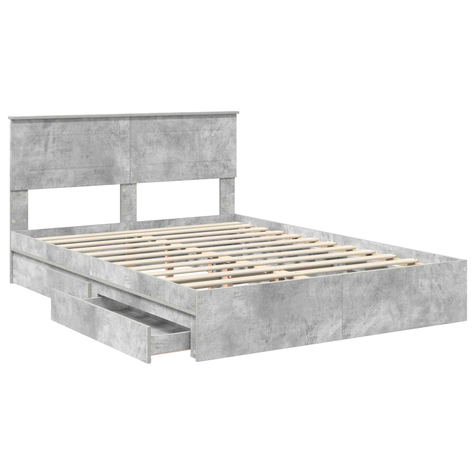 Κρεβάτι Αποθήκης Σκυρόδεμα Γκρι 150 x 200 cm Επεξεργασμένο ξύλο
