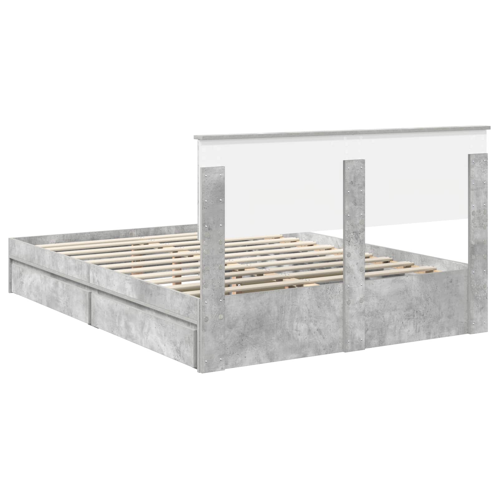 Κρεβάτι Αποθήκης Σκυρόδεμα Γκρι 150 x 200 cm Επεξεργασμένο ξύλο