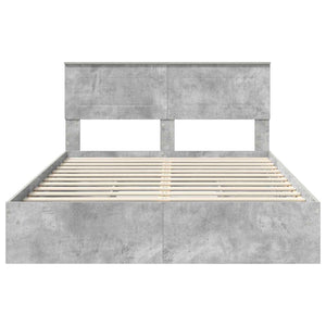 Κρεβάτι Αποθήκης Σκυρόδεμα Γκρι 150 x 200 cm Επεξεργασμένο Ξύλο
