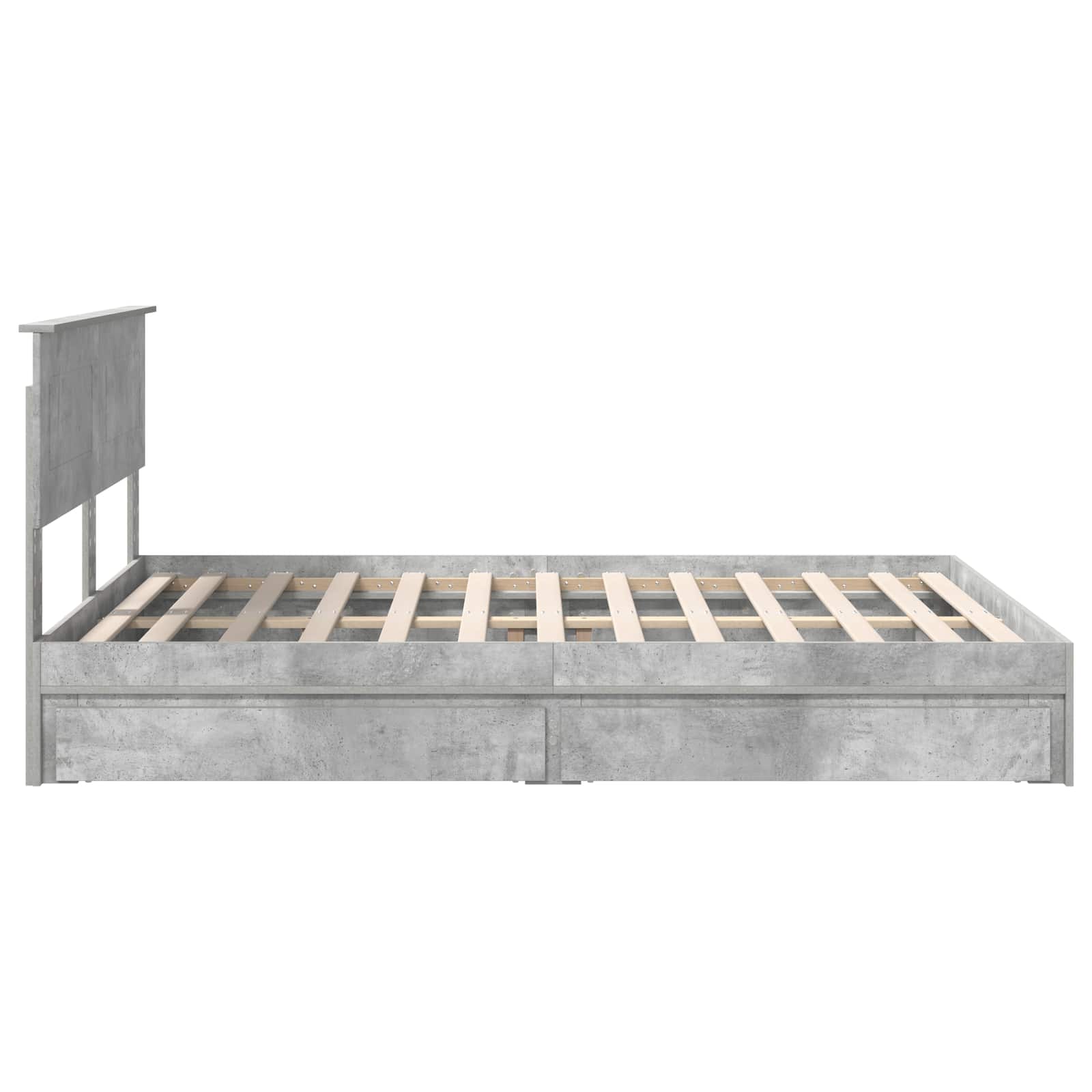 Κρεβάτι Αποθήκης Σκυρόδεμα Γκρι 150 x 200 cm Επεξεργασμένο ξύλο