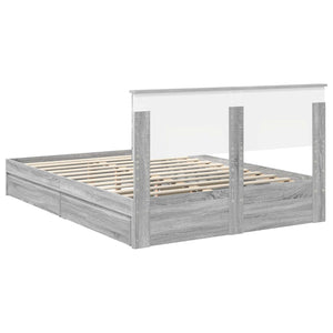 Κρεβάτι Αποθήκης Γκρίζο Σονομα 150 x 200 cm Επεξεργασμένο Ξύλο