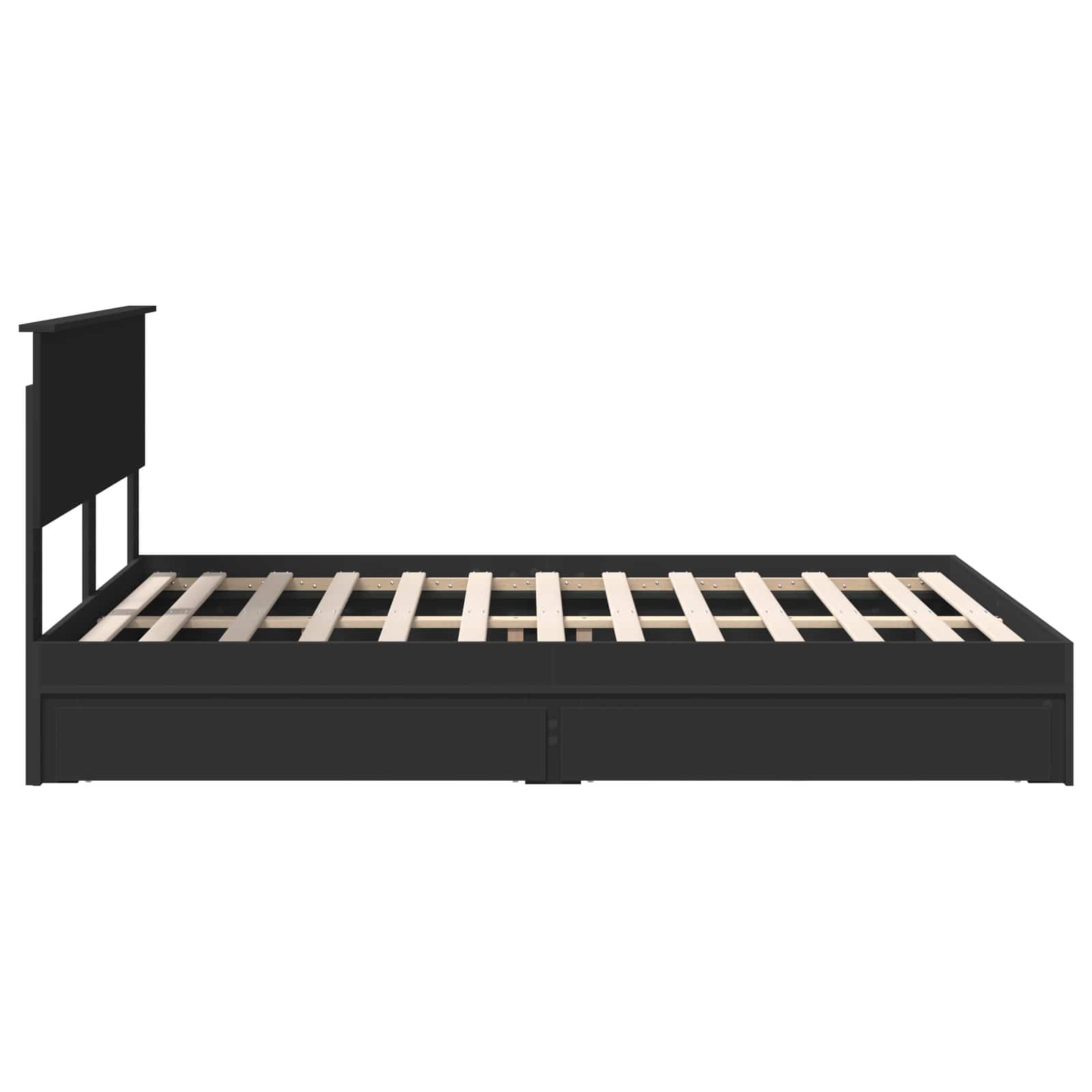 Κρεβάτι Αποθήκης Μαύρο 140 x 190 cm Επεξεργασμένο Ξύλο - Pakobazaar