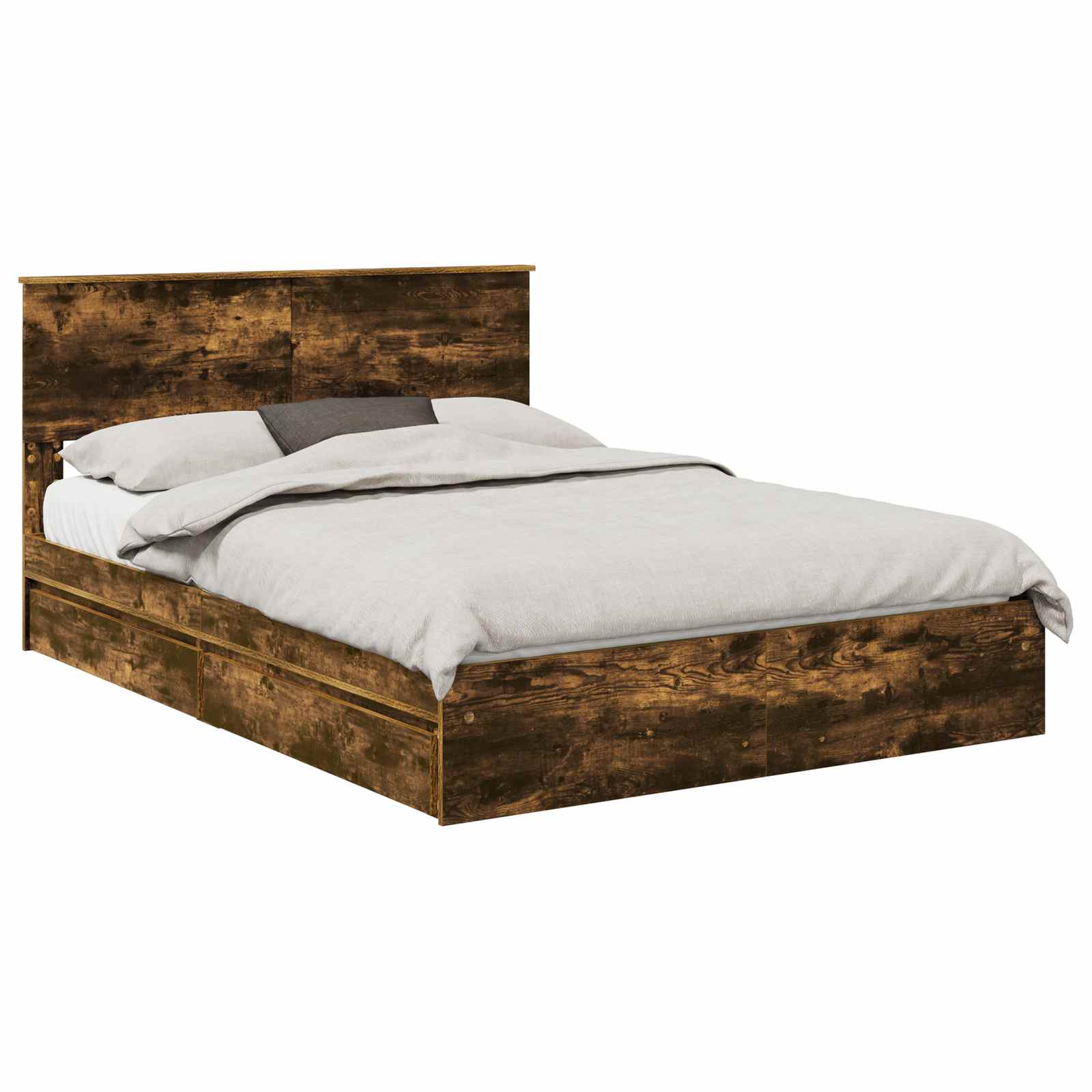 Κρεβάτι Αποθήκης Καπνιστό Δρύς 140 x 190 cm Επεξεργασμένο Ξύλο - Pakobazaar