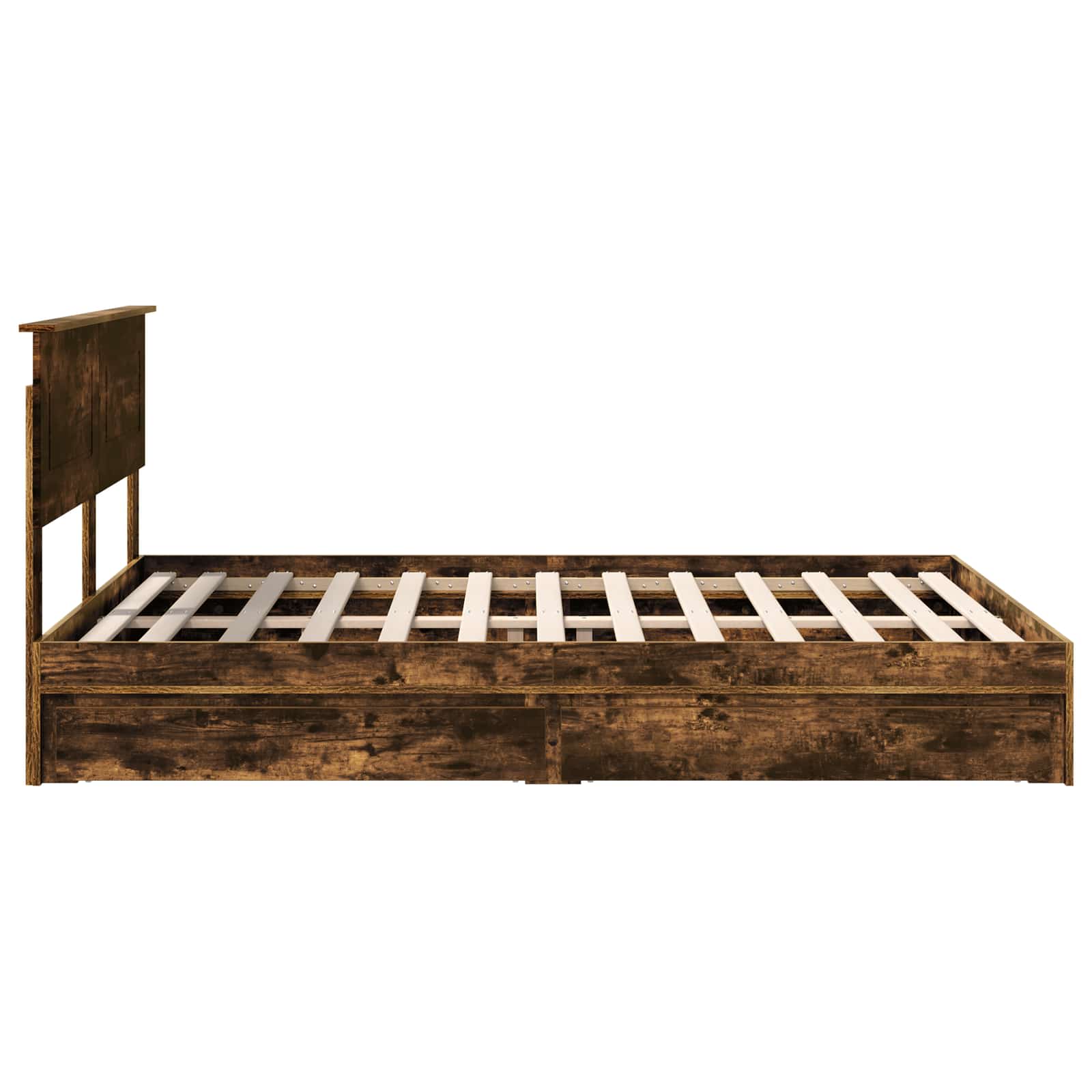 Κρεβάτι Αποθήκης Καπνιστό Δρύς 140 x 190 cm Επεξεργασμένο Ξύλο - Pakobazaar