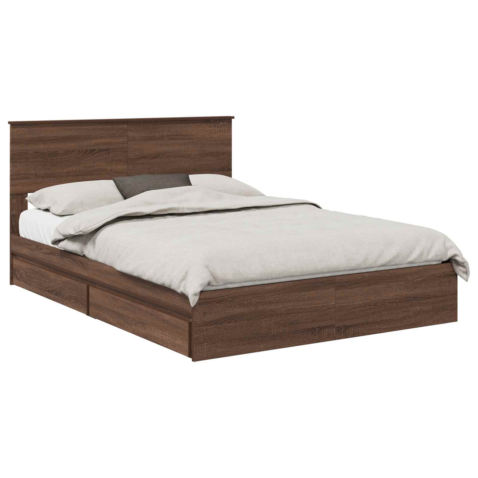 Κρεβάτι Αποθήκης Καφέ δρυς 140 x 190 cm Επεξεργασμένο Ξύλο