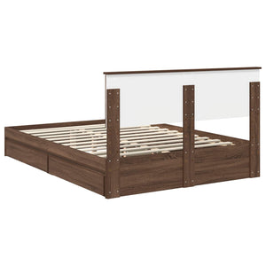 Κρεβάτι Αποθήκης Καφέ δρυς 140 x 190 cm Επεξεργασμένο Ξύλο