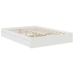 Κρεβάτι Αποθήκης Λευκό 135 x 190 cm Επεξεργασμένο Ξύλο - Pakobazaar
