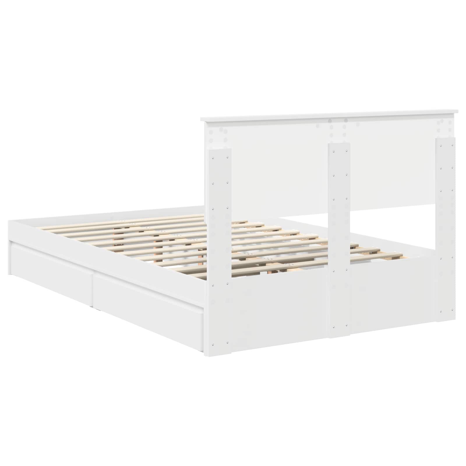 Κρεβάτι Αποθήκης Λευκό 135 x 190 cm Επεξεργασμένο ξύλο