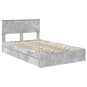 Κρεβάτι Αποθήκης Σκυρόδεμα Γκρι 135 x 190 cm Επεξεργασμένο Ξύλο