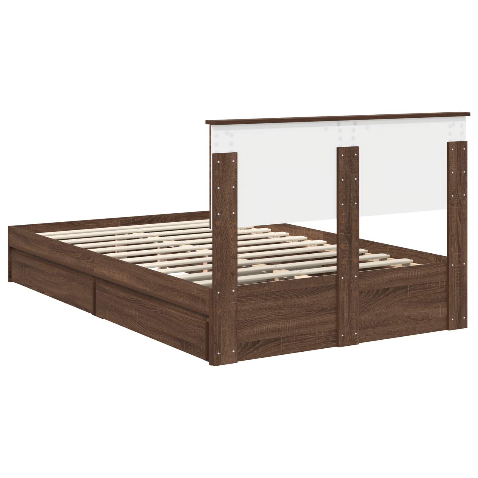 Κρεβάτι Αποθήκης Καφέ δρυς 135 x 190 cm Επεξεργασμένο Ξύλο - Pakobazaar
