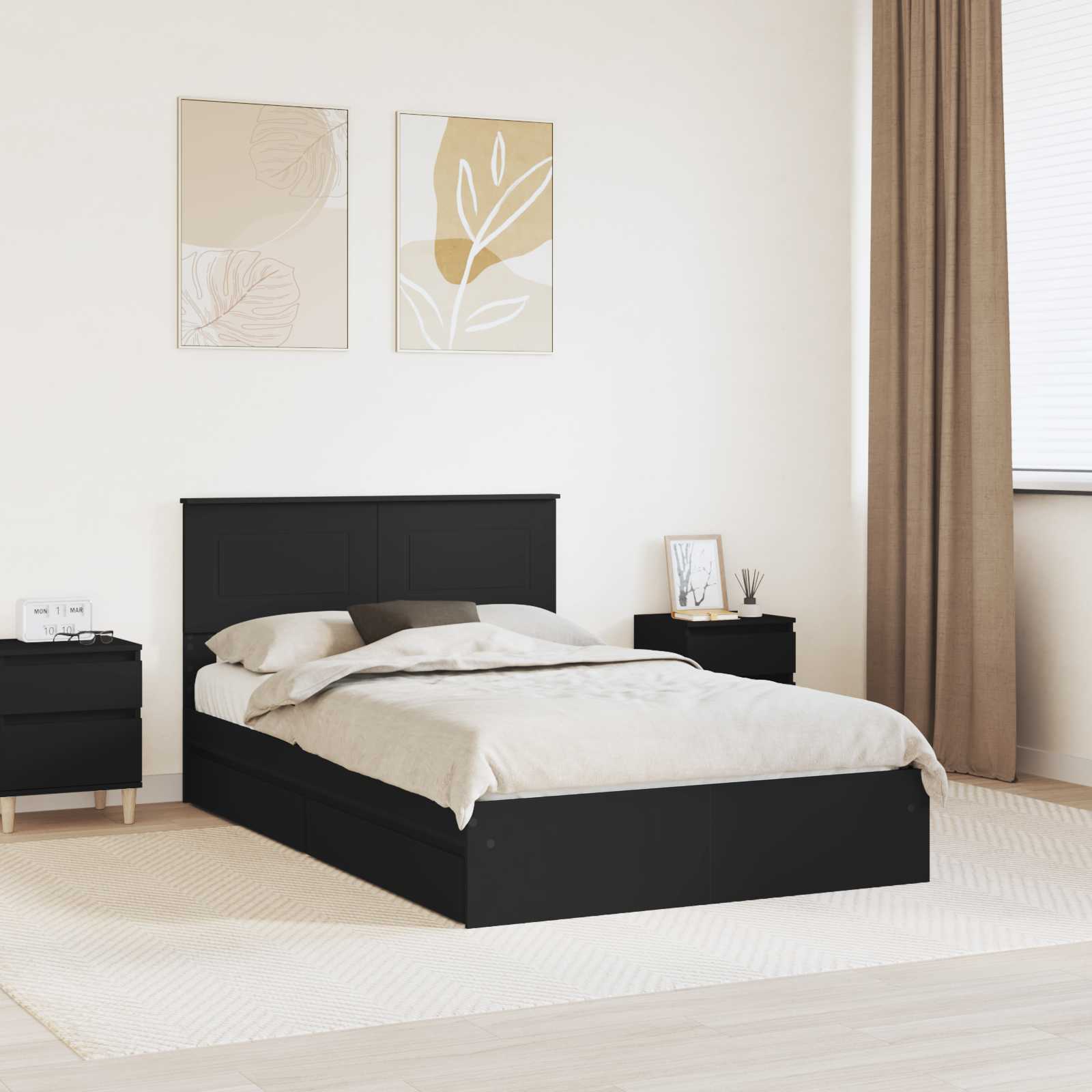 Κρεβάτι Αποθήκης Μαύρο 120 x 190 cm Επεξεργασμένο ξύλο - Pakobazaar