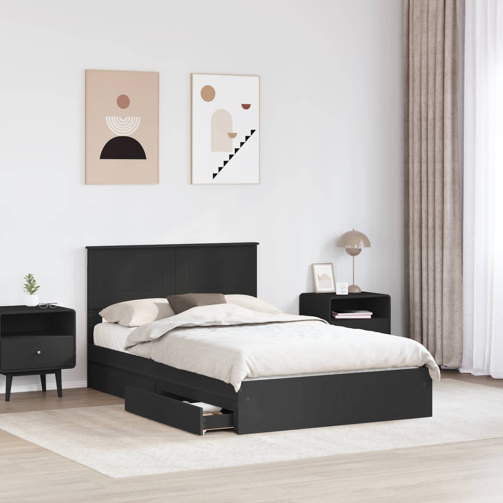 Κρεβάτι Αποθήκης Μαύρο 120 x 190 cm Επεξεργασμένο ξύλο - Pakobazaar