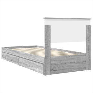 Κρεβάτι Αποθήκης Γκρίζο Σονομα 90 x 190 cm Επεξεργασμένο ξύλο - Pakobazaar