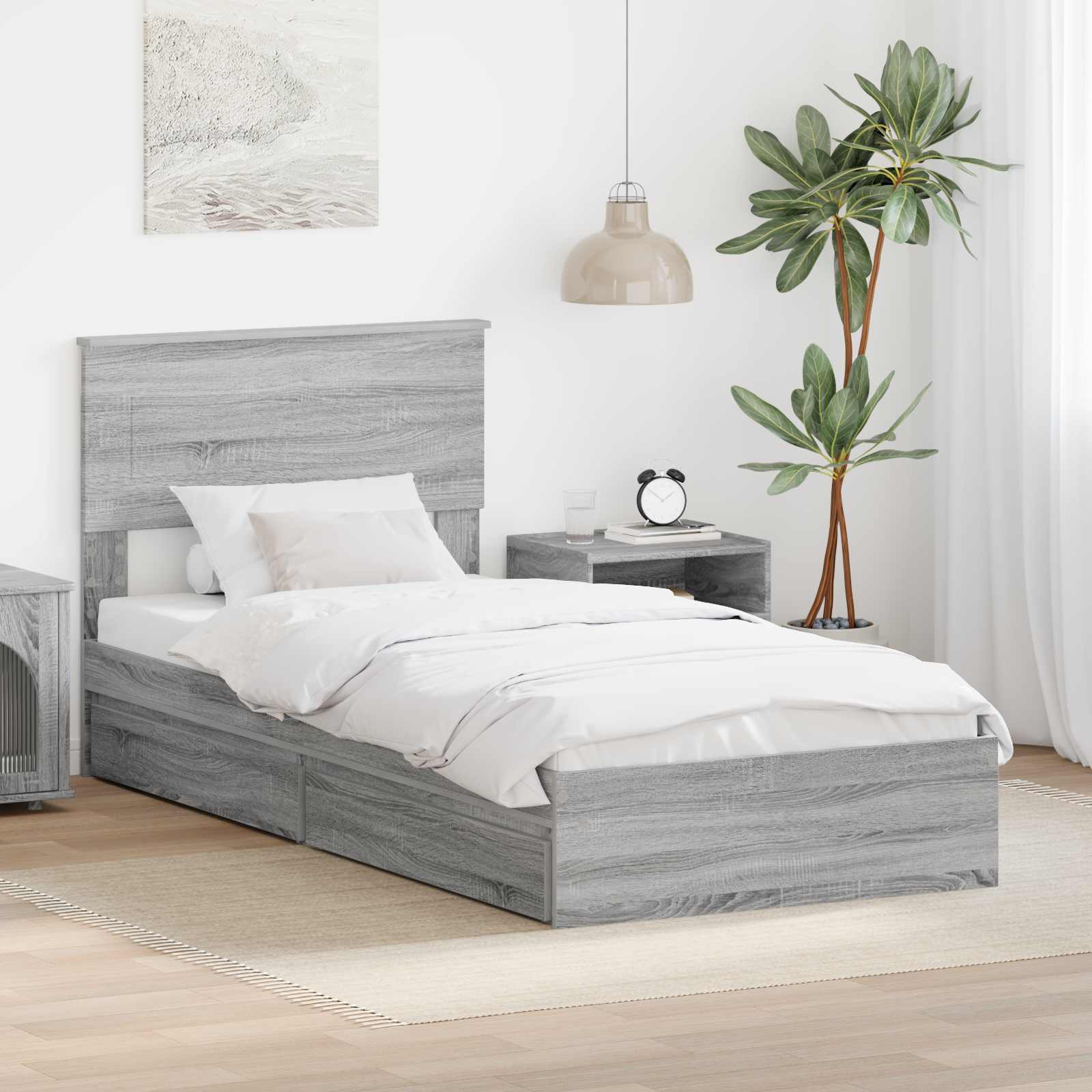 Κρεβάτι Αποθήκης Γκρίζο Σονομα 75 x 190 cm Επεξεργασμένο ξύλο