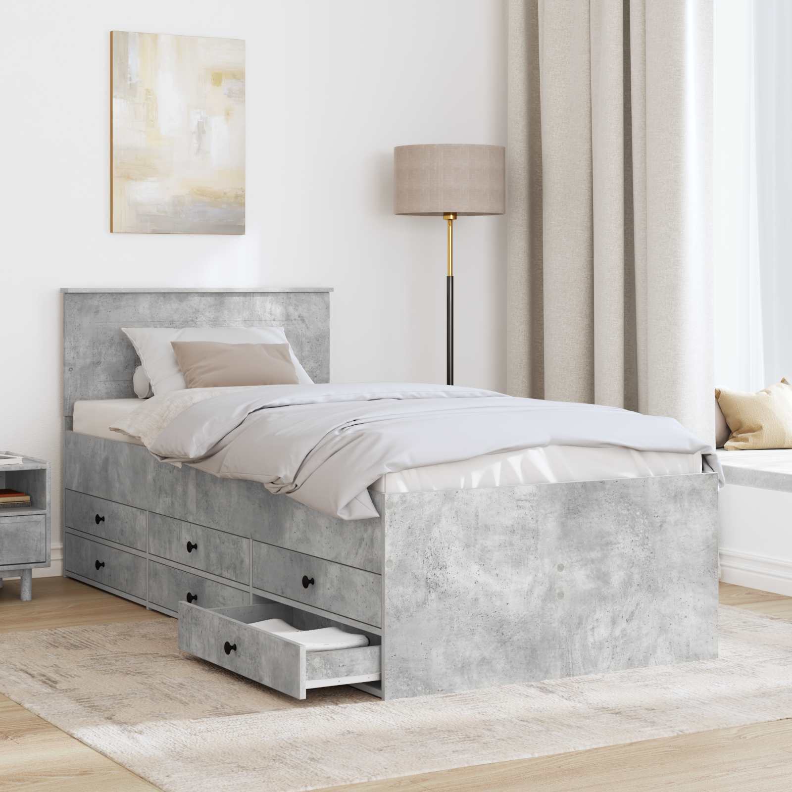 Καναπές Κρεβάτι Σκυρόδεμα Γκρι και Μαύρο 100 x 200 cm