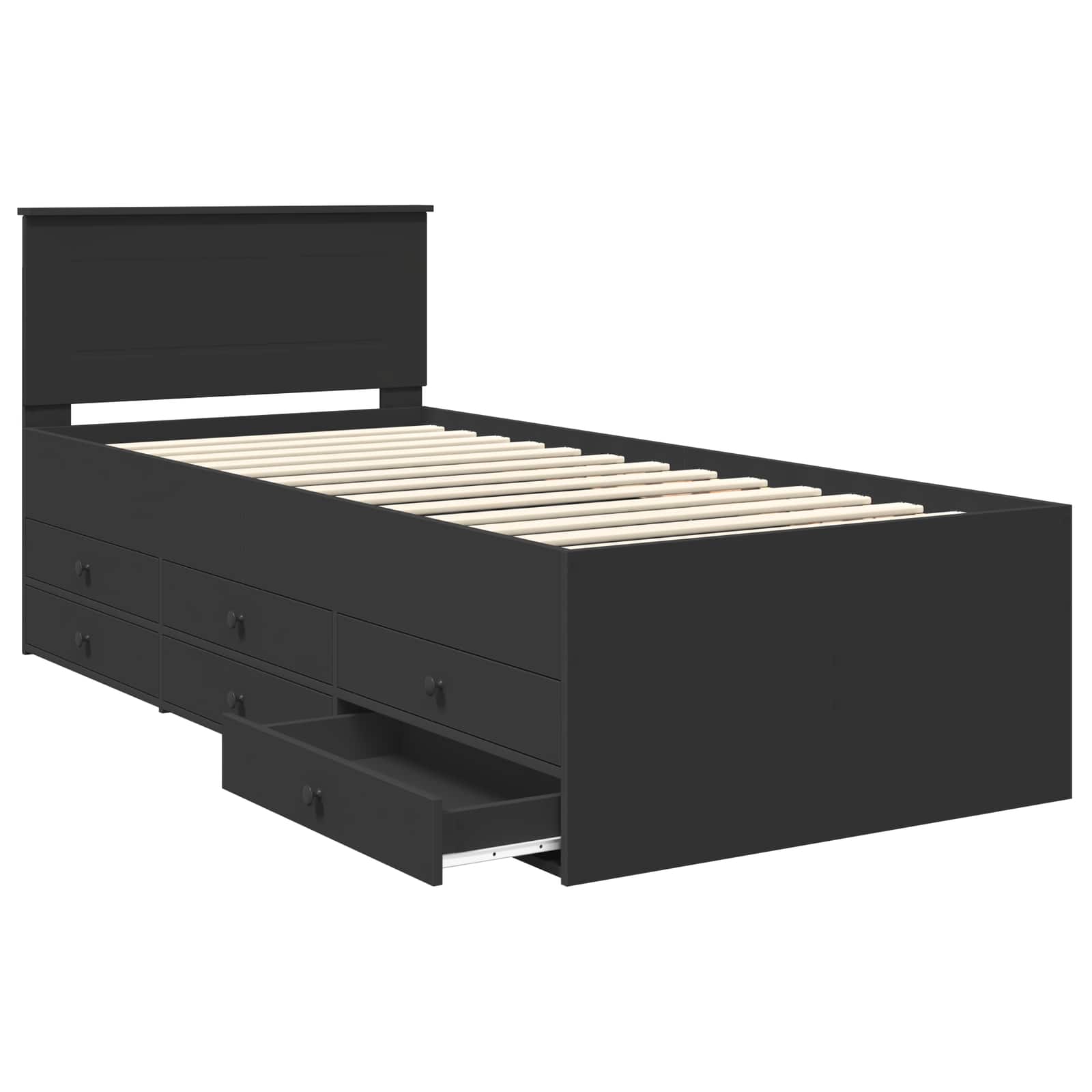 Καναπές Κρεβάτι με συρτάρι Μαύρο 90 x 190 cm Επεξεργασμένο ξύλο