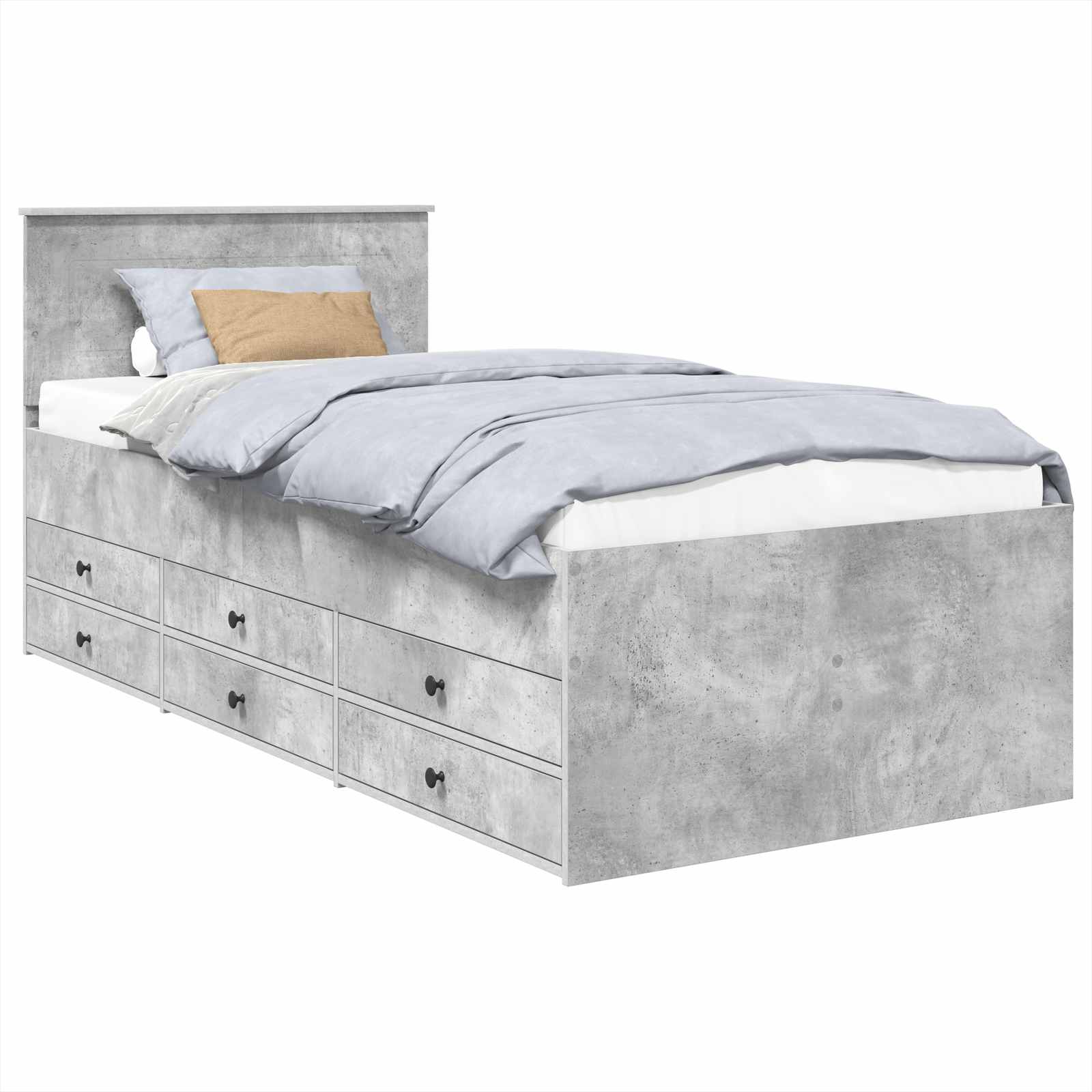 Καναπές Κρεβάτι με συρτάρι Σκυρόδεμα Γκρι και Μαύρο 90 x 190 cm