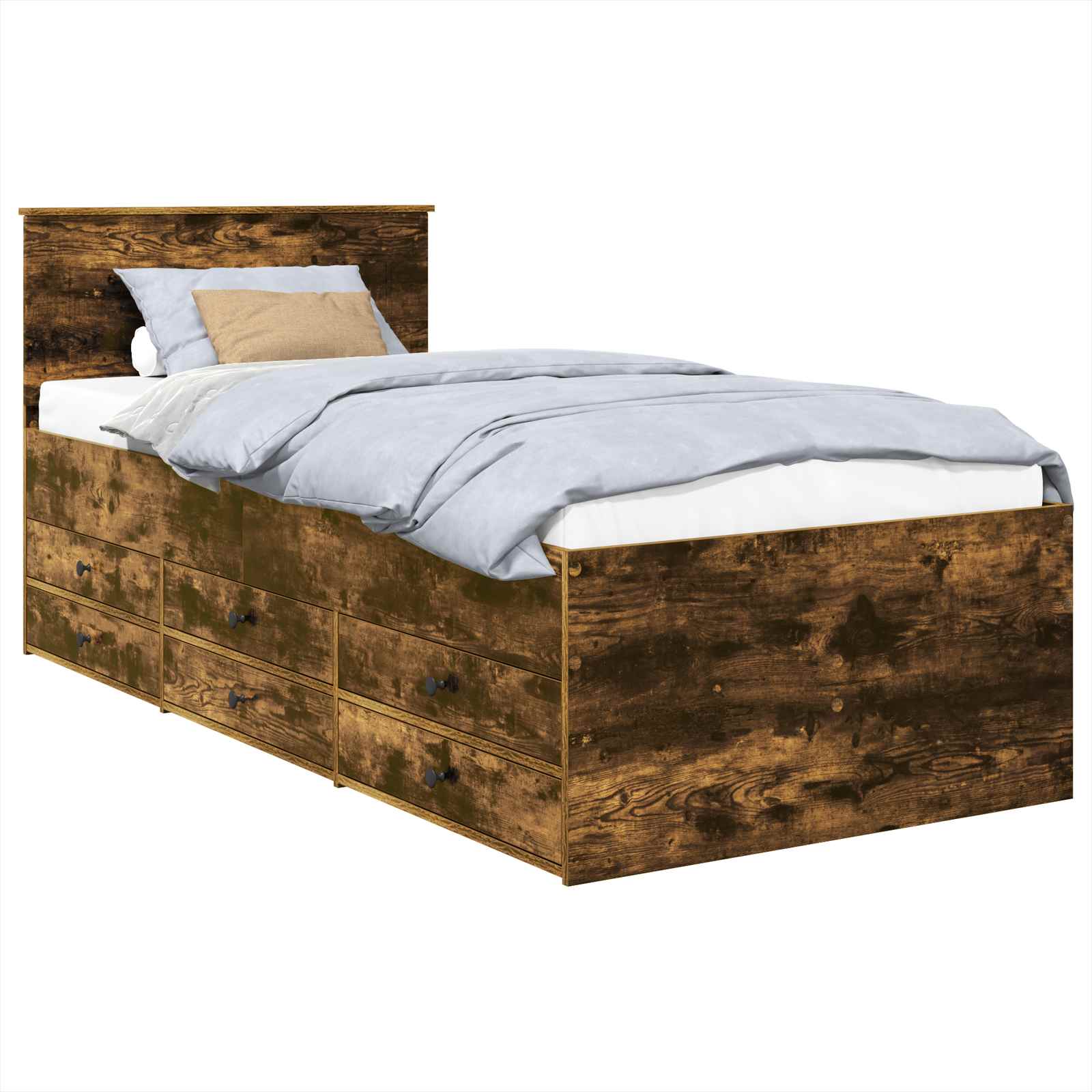 Καναπές Κρεβάτι με συρτάρι Φουσκωτό δρυς και Μαύρο 75 x 190 cm